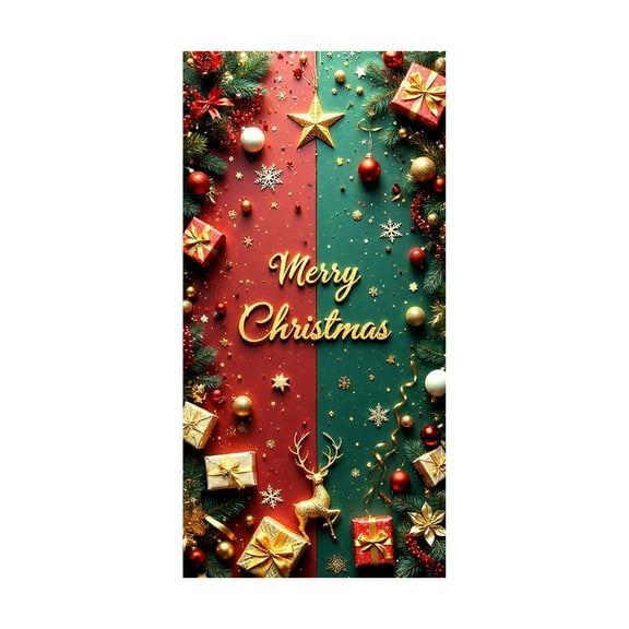 FeiFu 35×71 Inches Christmas Door Cover Christmas Holiday Door Wall Festive Decoration Adds Cheer to Home Entrance Suitable for Decorating Doors or Walls