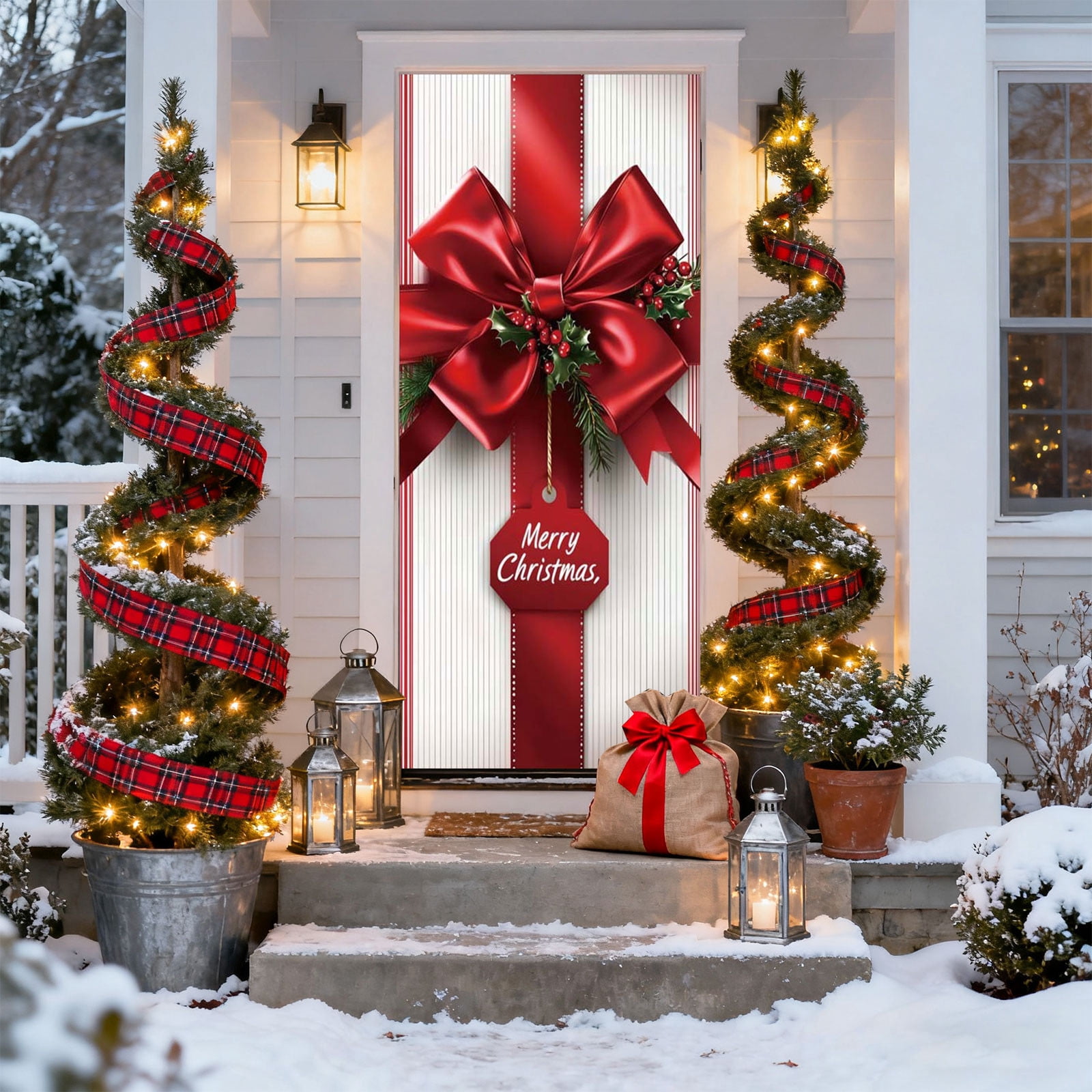 FeiFu 35 X 71 Inch Christmas Door Curtain Decorations Festive Holiday ...