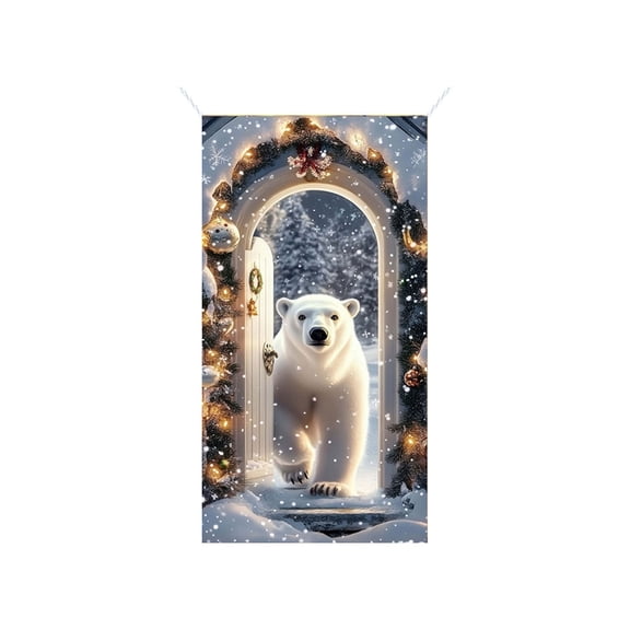FeiFu 35x71 Inch Christmas Door Cover Santa Claus Pattern Festive Door Decor Weather Proof Easy to Hang Festival Party Decoration