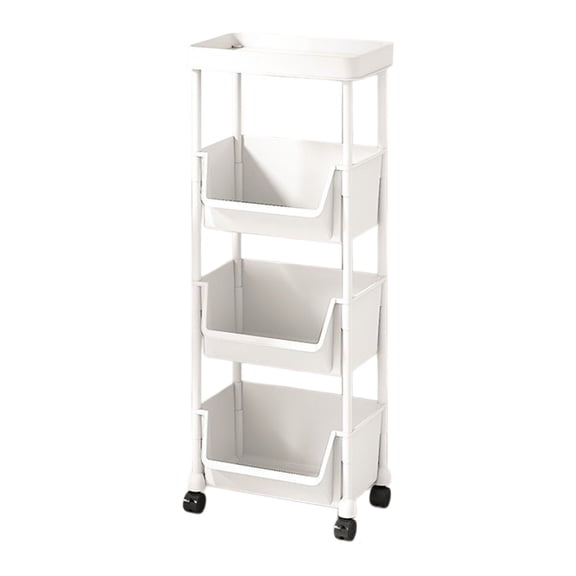 FeiFu 4-Tier Multi-Room Storage System,Office Living Room Rolling Cart with Removable Plastic Bins for Kitchen Bathroom Laundry