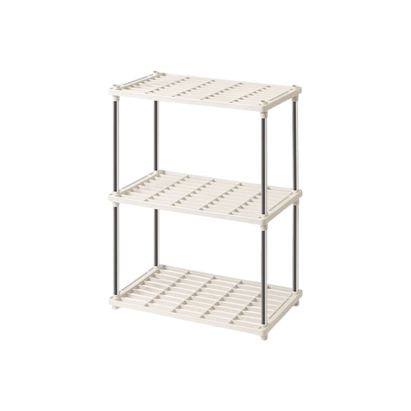 FeiFu 4-Tier Ventilated Shelf Organizer,Adjustable Home Storage Rack for Basement, Closet, Garage (Easy Assembly White Design) Beige