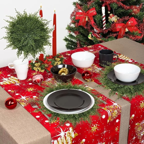 FeiFu 40CM Table Mat Round Snowflake Tablecloth Christmas Decoration Festive Snowflake Pattern for Dining Table Home Party and Holiday Decor