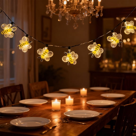 FeiFu 40in Honeybee Copper String Lights,LED Crystal Bees Fairy Lights Battery Operated for Bedroom Home Indoor Outdoor Wedding Birthday Party Decor