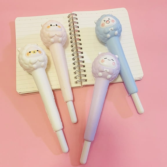 FeiFu 4PCS Cartoon Ball Pens, Cute Head Character Ears Pens, Retractable Ball Pen, Multi Color Sign Princess Pencil Sign Office Accessories for Teacher Student Multicolor