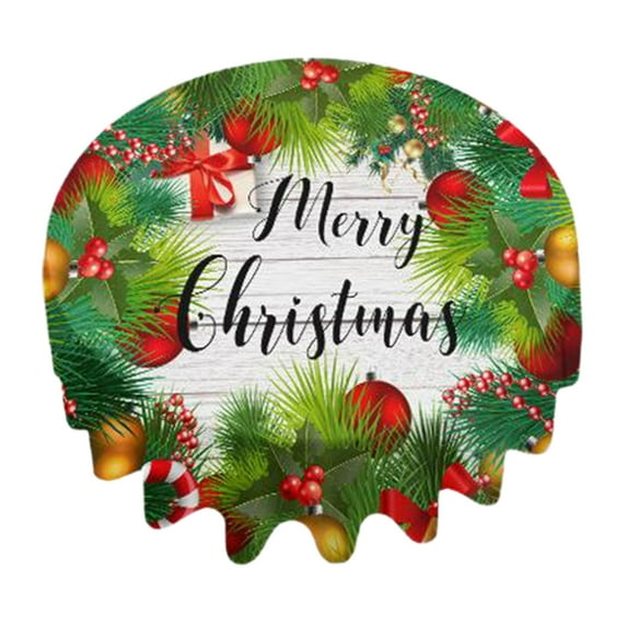 FeiFu 59.8 Inches Christmas Round Table Tablecloths Suitable for Christmas Round Table Decor Covers Table Surfaces Easy to Clean Reuse Maintains