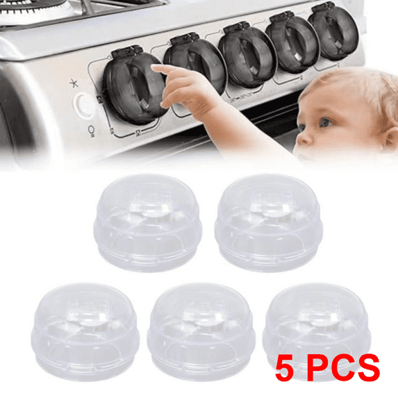 FeiFu 5PCS Stove Knob Safety Covers, Gas Stove Knob Locks with Adhesive Universal Size Oven Knob Covers for Safety Gas Stove Knob Covers