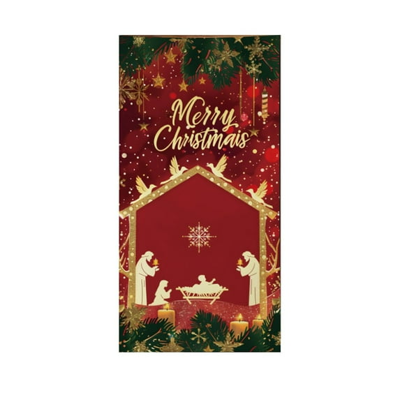 FeiFu 6.66x2.99 Ft Christmas 3D Visual Door Cover Decoration Festive Party Background Cloth for Home Door Decoration During Christmas Holiday Season