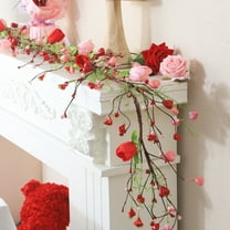 FeiFu 62.9in Tulips Heart Berry Vines Valentine's Day Decorations Romantic Design Flexible for Home Door Wall Table Festive Display