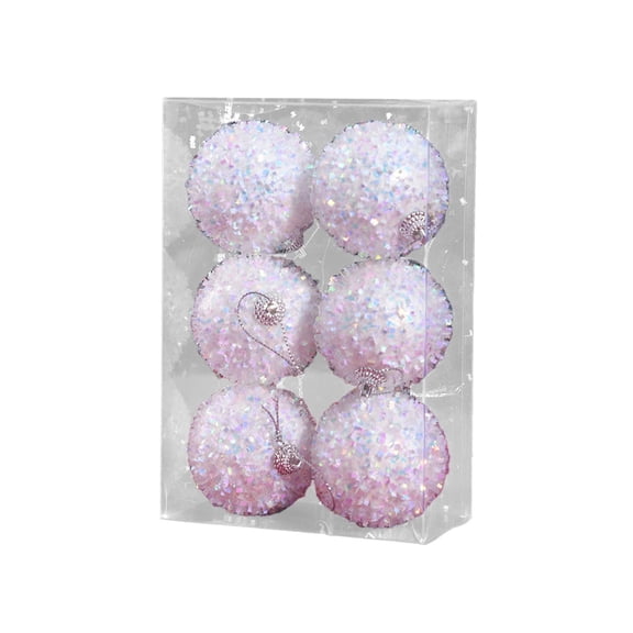 FeiFu 6PCS Christmas Ball Set Ring Painted Flocked Ball Set Christmas Tree Hanging Decoration Diameter Thick Eye-Catching Design​