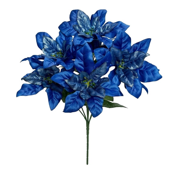 FeiFu 7 Forks Christmas Artificial Flowers Velvet Pines Branches Bouquet Bright Design for Full Decoration Suitable for Christmas Home Table or Tree Decor