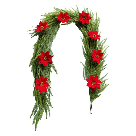 FeiFu 70.8in Eight Fork Pines Needle Christmas Flower Vines Christmas Artificial Vines Decoration for Home Stairs Fireplaces Walls Enhancing Holiday Atmospheres