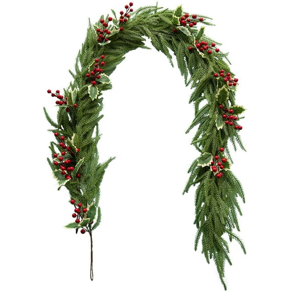 FeiFu 70.8in Eight Fork Pines Needle Christmas Flower Vines Christmas Artificial Vines Decoration for Home Stairs Fireplaces Walls Enhancing Holiday Atmospheres