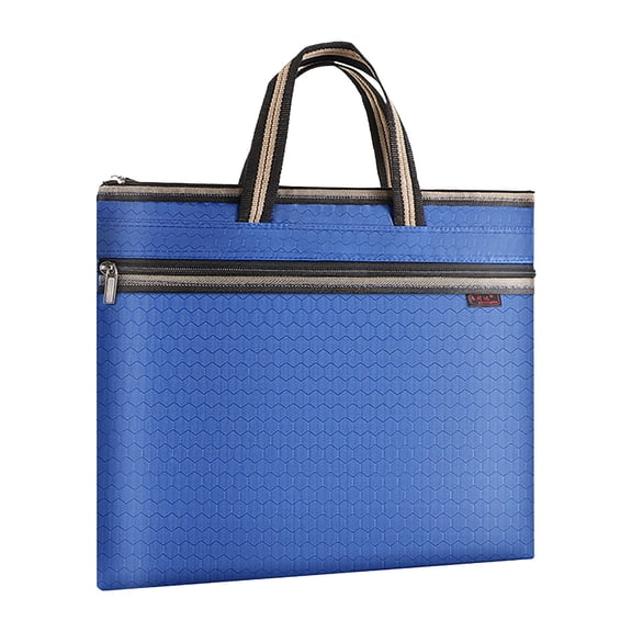 FeiFu A4 Document Bag Briefcase, Fabric Document Bag with Handle, Zippered File Bag with Handle, Portable Notary Bag, File Tote for Business, Files, Laptop, Office Organizer Briefcase Dark Blue