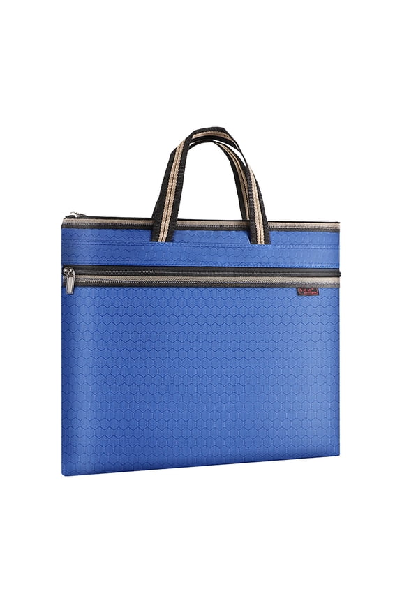 A4 Document Bag Briefcase, Fabric Document Bag with Handle, Zippered File Bag with Handle, Portable Notary Bag, File Tote for Business, Files, Laptop, Office Organizer Briefcase Dark Blue