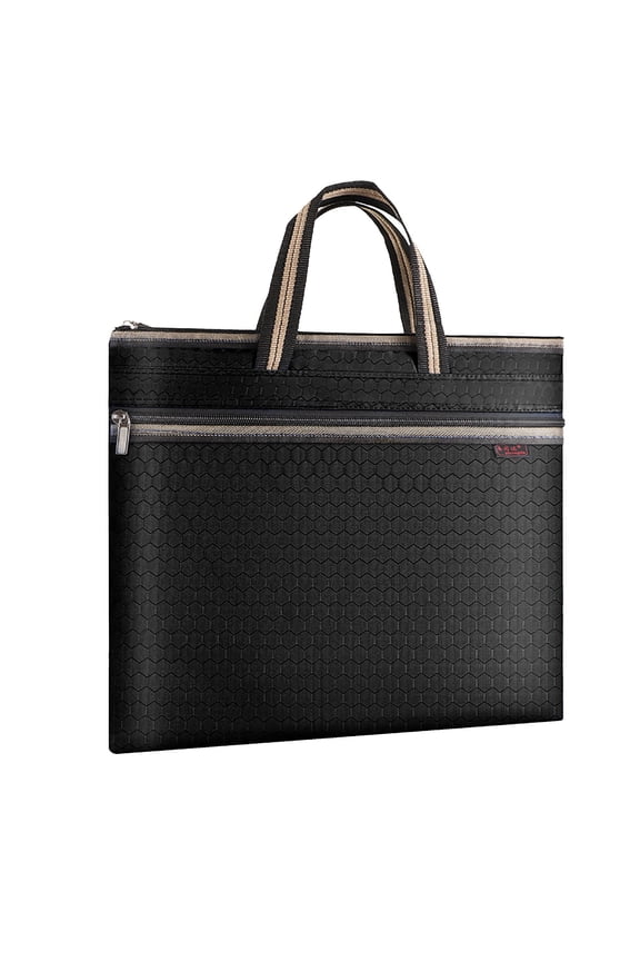 A4 Document Bag Briefcase, Fabric Document Bag with Handle, Zippered File Bag with Handle, Portable Notary Bag, File Tote for Business, Files, Laptop, Office Organizer Briefcase Black