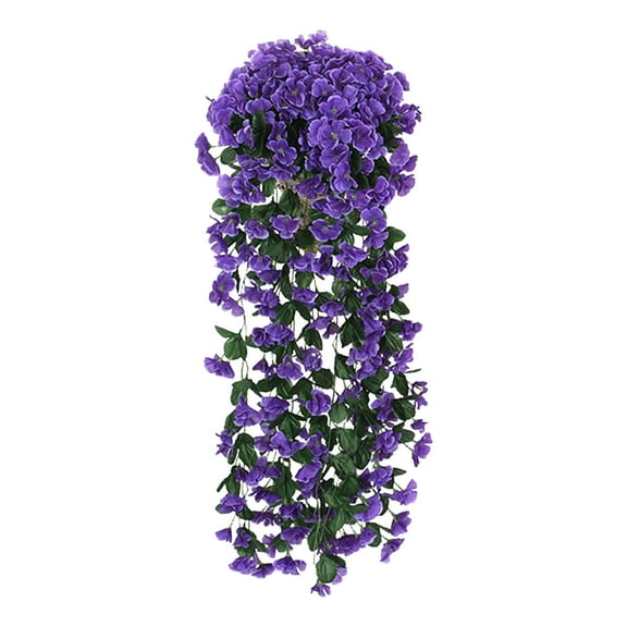 FeiFu Artificial Fake Hanging Flowers Violet Trailing Artificial Hanging Basket Silk Orchid for Balcony Railings Garden Trellises