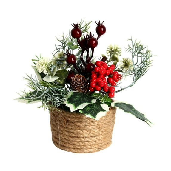 FeiFu Artificial Flowers Green Plants in Pots Plastic Fake Mini Bonsai for Living Room Desk Entryway Decorative Small Potted Plants Realistic Flowers