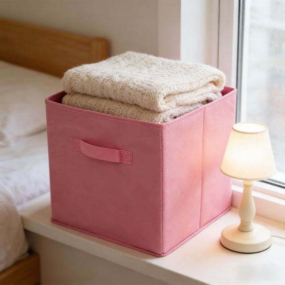 FeiFu Basics Fabric Clothing Storage Bins-10.6" x 10.6" x 11"-Collapsible Storage Cubes Organizer with Handles,Linen Foldable Storage Baskets Cloth Box Containers,Closet Organizers