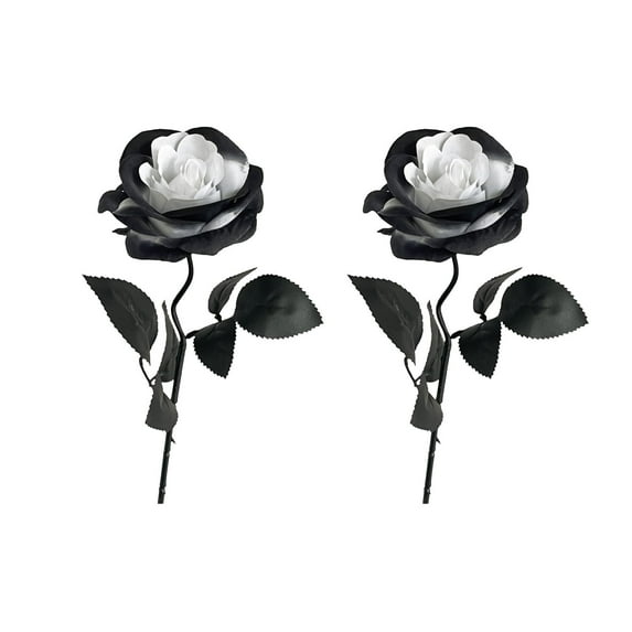 FeiFu Black Rose Gothic Dark Artificial Flowers Colorful Hallow-een Decor Fake Single Silk Flowers Spooky Gothic Roses for Hallow-een