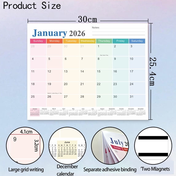FeiFu Calendar Wall Decoration Daily Plan Calendar English Version for Home to Arrange Daily Plans Plan 12-month Calendar
