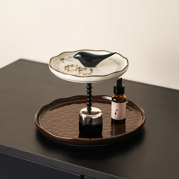 FeiFu Ceramic Multi-Layer Dessert Plates Fruit Plates for Home Living Room Reception Desk Snack Candy Display for Gatherings