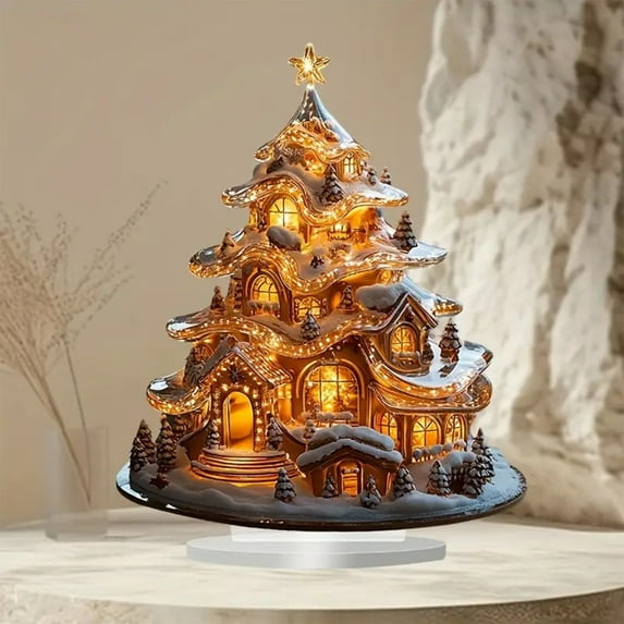 FeiFu Christmas 2D Desktop Decorative Standing Cards Festive 2D Printed Stand-Up Ornaments for Home Office Desk Tabletop and Christmas Holiday Scene Setup