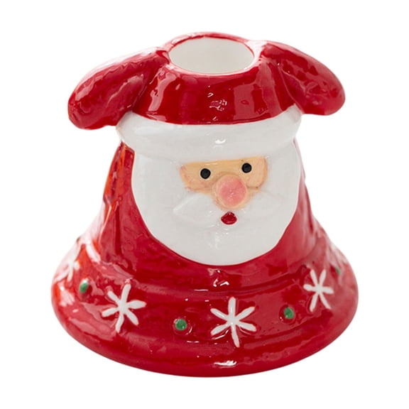 FeiFu Christmas Ceramic Candle Holders Ceramic Sturdy Fits Christmas Theme Holds Candles for Ambience Desktop or Mantel Decor
