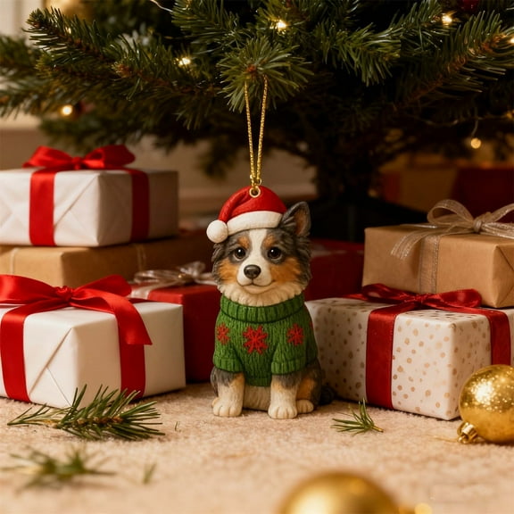 FeiFu Christmas Decoration Cute Dog Christmas Tree Hanging Pendant Acrylic Lightweight Durable Ornament for Hanging on Christmas Tree