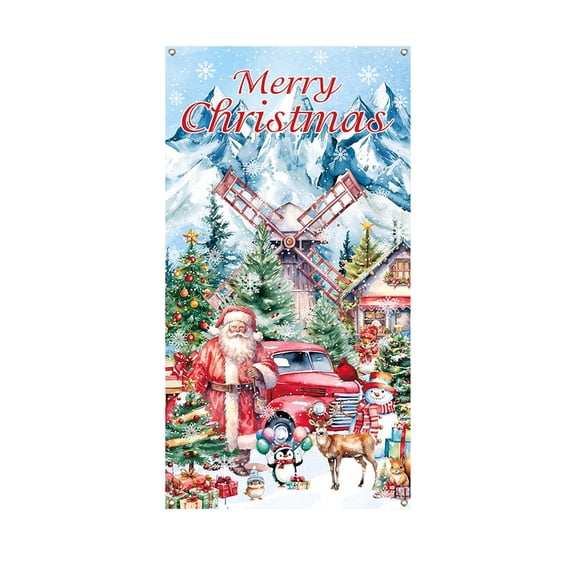 FeiFu Christmas Door Cover Door Curtain Holiday Door Wall Decoration Enhances Holiday Vibe Suitable for Door or Wall Decor Indoor Outdoor Use
