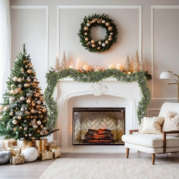 FeiFu Christmas Garland Simulation Pines Needles Red Fruit Decorative Vines Home Decor for Holiday Arrangement Suitable for Staircase Table or Wall