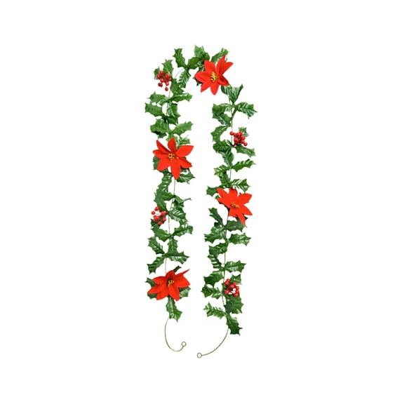 FeiFu Christmas Holiday Vines Decoration Flexible Material Realistic Pines Needle or Berry Detail Easy To Wrap Around Railings,Fireplaces or Christmas Trees