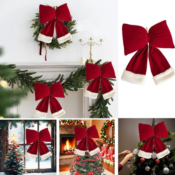 FeiFu Christmas Large Bows Soft Festive Colors for Christmas Tree Wreath Door and Holiday Decor Setup Window Decoration Holiday Decoration Ornaments