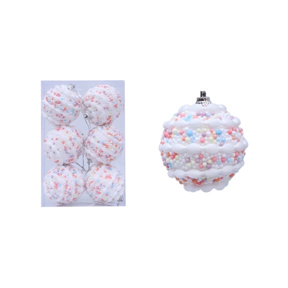 FeiFu Christmas Painted Silk Balls Ornaments Thread Wrapped Xmas Balls Silk Thread Decorative Balls for Christmas Tree Festive Painted Silk Thread Balls Xmas Decorative(6pcs)