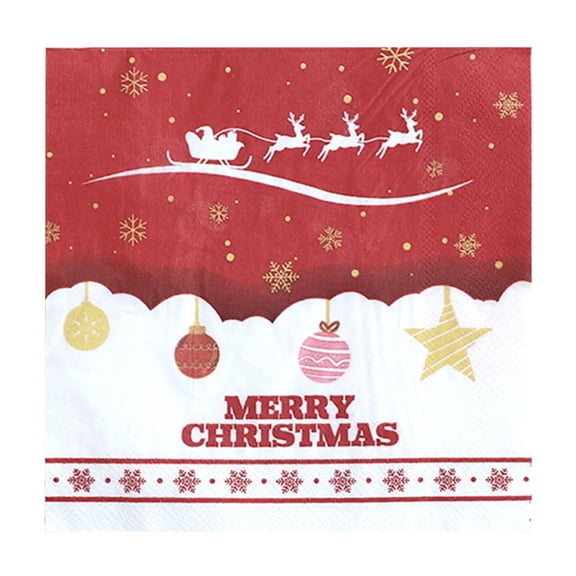 FeiFu Christmas Paper Towels 20pcs Festive Party Supplies Classic Christmas Tree Double Sided Print Suitable for Party Dining Table or Home Daily Use