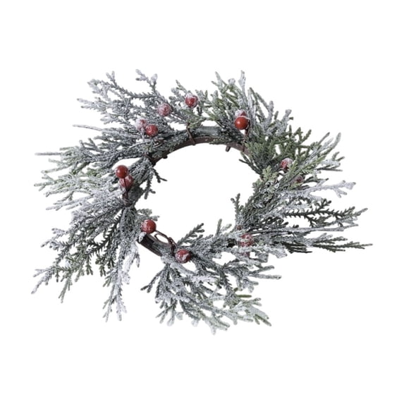 FeiFu Christmas Pinecone and Pines Needle Candle Holders Wreath Natural Wreath for Christmas Decor Tabletop Mantelpiece Decoration