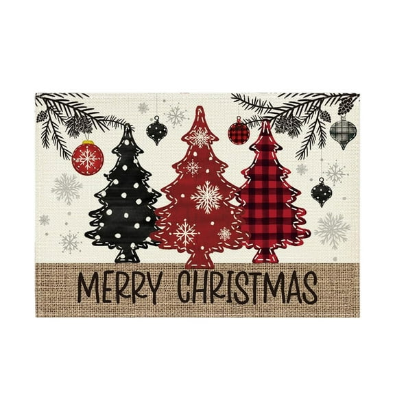 FeiFu Christmas Placemats Runner Tablecloth Set Snowflake Reindeer Prints Cotton Blend Wrinkle-Proof for Holiday Dinners