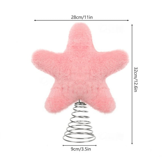 FeiFu Christmas Plushes Five-Pointed Star Christmas Tree Topper Ornament Soft Plushes Texture 3D Star Shape Fits Christmas Tree Tops Serves as a Focal Point for Tree Decor