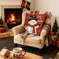 FeiFu Christmas Printed Pillow Cover Cute Christmas Prints for Home Sofa Bedroom or Living Room Decor Cushion Decorations