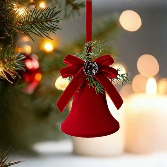FeiFu Christmas Scene Decoration Christmas Tree Bow Pines Cones Belles Ornaments Hanging Decor for Venue Setup Suitable for Home Party Venue for Holiday Decoration