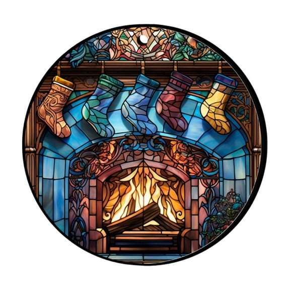 FeiFu Christmas Themed Living Room Small Carpet Round Floor Mat 15.7 Inch Suitable for Christmas Living Room Decor Easy to Clean and Store After Holiday