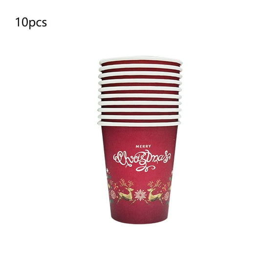 FeiFu Christmas Themed Paper Cup Plates Napkin Set Tree-Printed Disposable Tableware for Holiday Parties Festive Gatherings