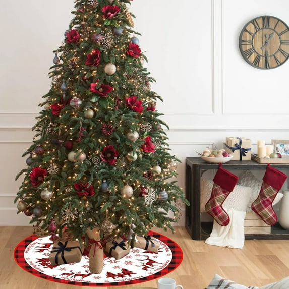 FeiFu Christmas Tree Skirt Christmas Tree Skirt Creatives Christmas Tree Apron Scene Decoration Soft Comfortable Fabric for Tree Base Holiday Festive Home Decor