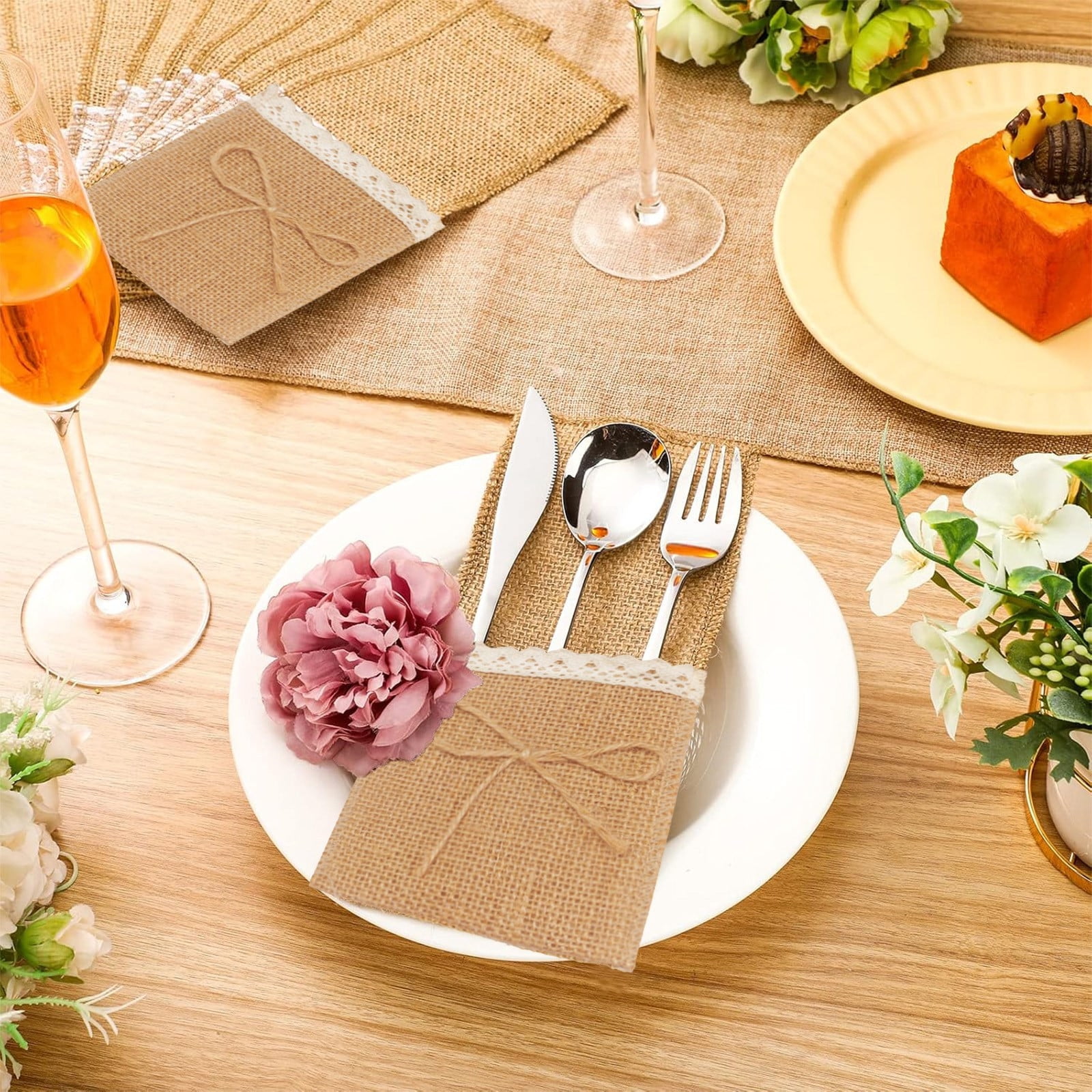 FeiFu Christmas Valentine's Day Utensil Covers with Lace Trim Party ...