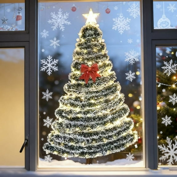 FeiFu Christmas Vines Garland Set Complete Decor Set for Christmas Tree Wall Arch and Scene Setup (10M Garland + 10M String Lights + Bows + Tree Top Star)