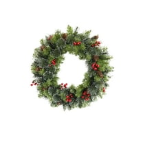 FeiFu Christmas Wreath with Spruce Pines Cones Berry Clusters Frosted Branches Full and Lifelike Wreath for Front Door Wall Mantel Adding Classic Christmas