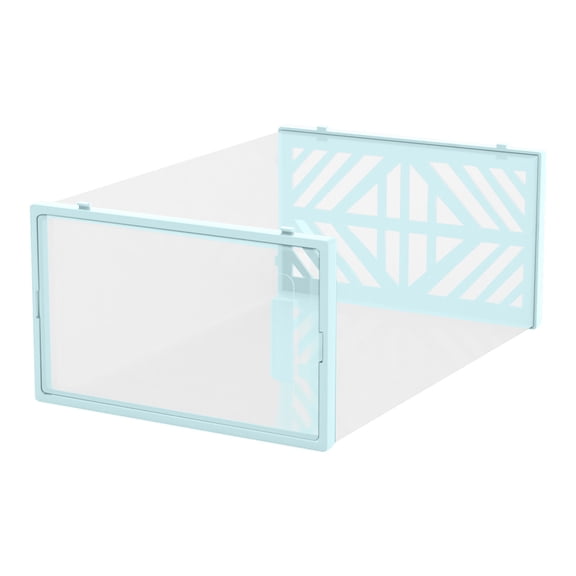 FeiFu Clear Side-Opening Shoe Boxes,Load-Bearing Transparent Cabinet for Sneakers Boots Rental Home Storage Light Blue