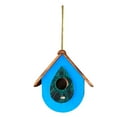 thumbnail image 1 of FeiFu Paulownia Wood Bird Nests Box,Hanging Birdhouse with Feeding Shelf, Natural Garden Hummingbird Habitat Blue, 1 of 1