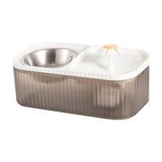 FeiFu Pet Feeder, Auto-Dispensing Food and Water Station with Hygienic Dry Wet Zones,Non-Tip Feeding Hub Integrated 2 in 1 Continuous Tray White