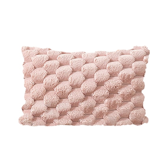 FeiFu Woven Snowflake Velvet Pillow Cover Lumbar Support Cushion Case for Sofa, Bedside, Office Chair, Textured Solid Color Design Pink