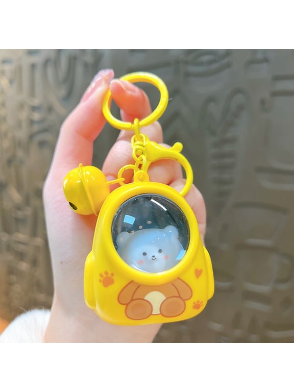 Cute Cats Astronaut Keychain Glowing Starry Sky Backpack Charm LED Night Light Key Ring Small Bag Pendant Soft Lightweight for Car Bags Keys Decor